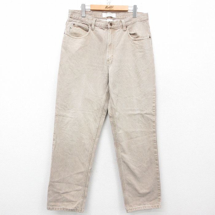 W34★古着 エルエルビーン LLBEAN ジーンズ メンズ コットン ベージュ カーキ デニム 25apr11 中古 ボトムス ジーパン Gパン ロング パンツ