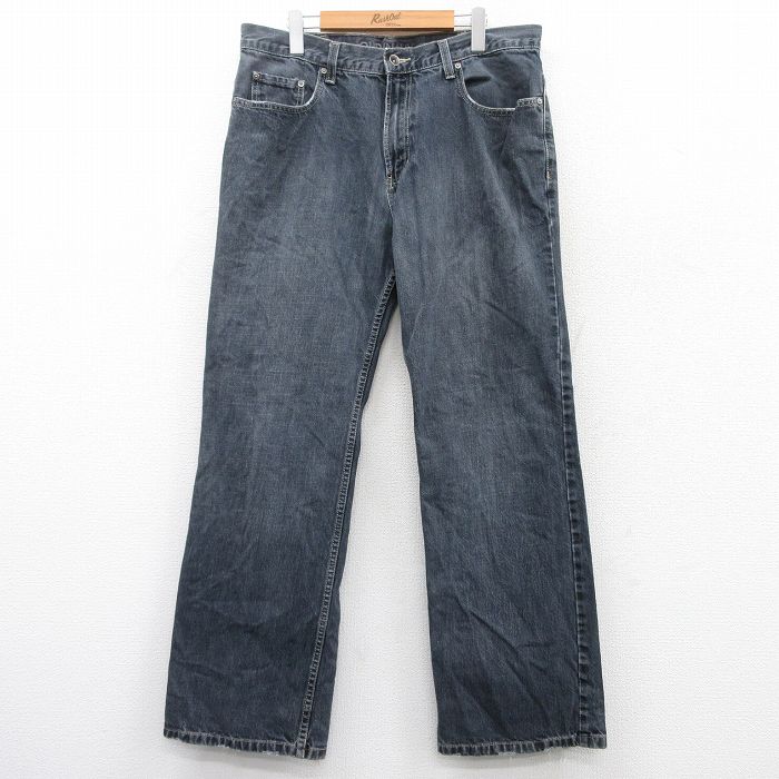 W36★古着 オールドネイビー OLD NAVY ジーンズ メンズ コットン 黒 ブラック デニム 25apr11 中古 ボトムス ジーパン Gパン ロング パンツ