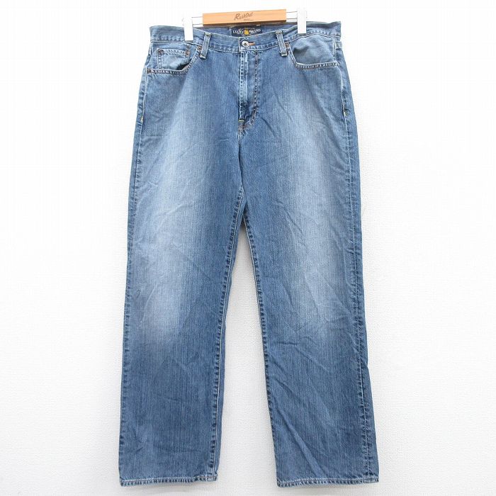 W36★古着 ラッキーブランド Lucky Brand ジーンズ メンズ コットン 紺 ネイビー デニム 25apr11 中古 ボトムス ジーパン Gパン ロング パンツ