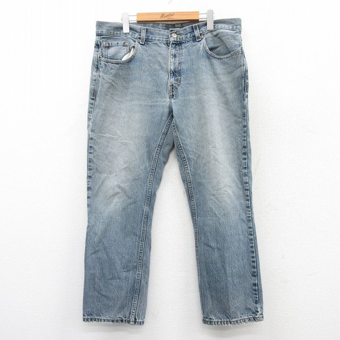 W37★古着 ルート66 ジーンズ メンズ ヒゲ コットン 紺 ネイビー デニム 25apr11 中古 ボトムス ジーパン Gパン ロング パンツ