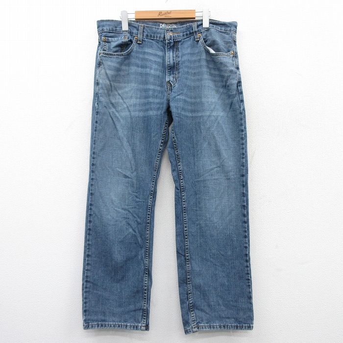 W36★古着 リーバイス Levis パンツ メンズ ヒゲ コットン 紺 ネイビー デニム 25apr11 中古 ボトムス ロング