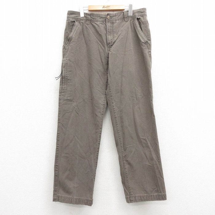 W35★古着 G.H.BASS パンツ メンズ ダック地 コットン 茶系 ブラウン 【spe】 25apr11 中古 ボトムス ロング