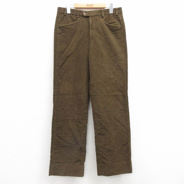 【20%OFF】W32★古着 スラックス パンツ メンズ 茶系 ブラウン 25apr12 中古 ボトムス ロング