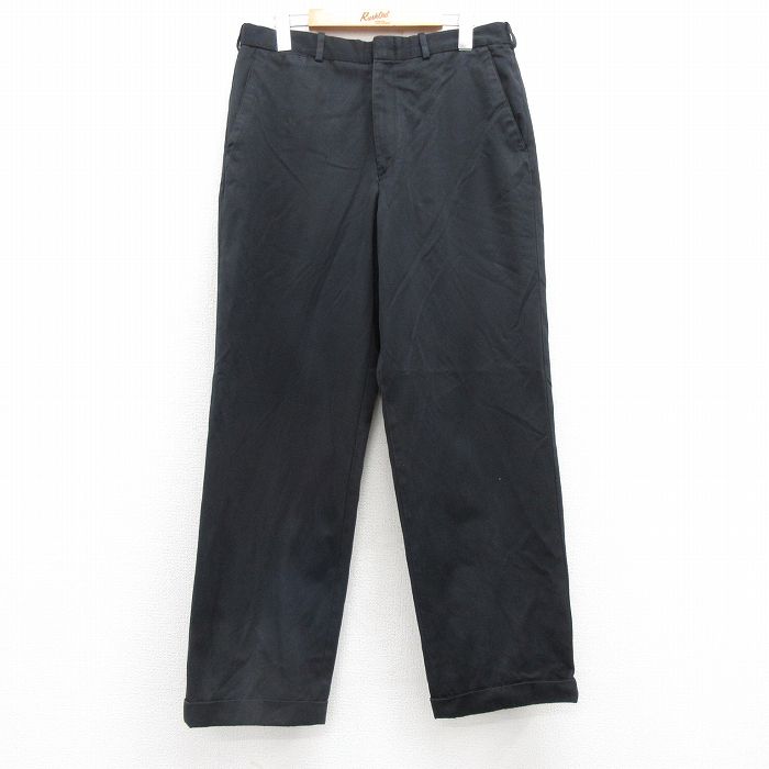 W32★古着 ランズエンド スラックス パンツ メンズ 00年代 00s 黒 ブラック 25apr12 中古 ボトムス ロング