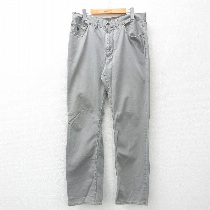 W36★古着 ラルフローレン Ralph Lauren ブランド パンツ メンズ コットン グレー 25apr12 中古 ボトムス ロング