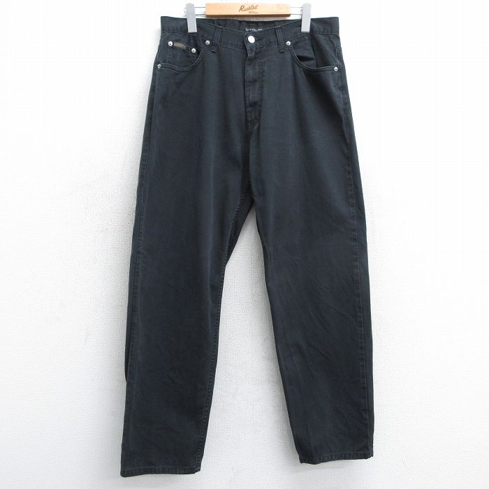 W34★古着 カルバンクライン Calvin Klein チノ パンツ チノパン メンズ コットン 黒 ブラック 25apr12 中古 ボトムス ロング