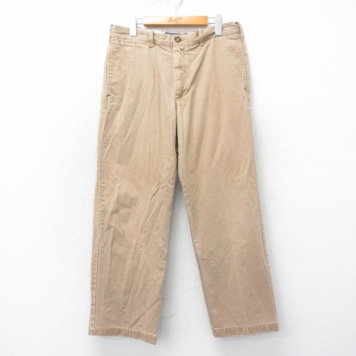 【50%OFF】W35★古着 IZOD パンツ メンズ コットン ベージュ カーキ 25apr12 中古 ボトムス ロング