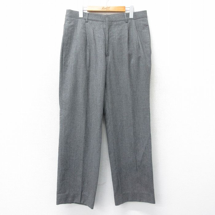 W36★古着 ダナキャラン DKNY スラックス パンツ メンズ ウール グレー 25apr12 中古 ボトムス ロング
