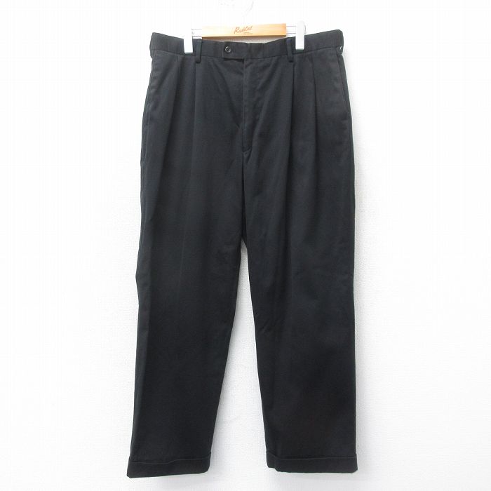 【50%OFF】W38★古着 パンツ メンズ コットン 黒 ブラック 25apr12 中古 ボトムス ロング