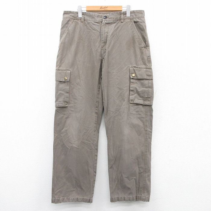 【50%OFF】W37★古着 セントジョンズベイ カーゴ パンツ メンズ ダック地 コットン 茶 ブラウン 25apr12 中古 ボトムス ロング