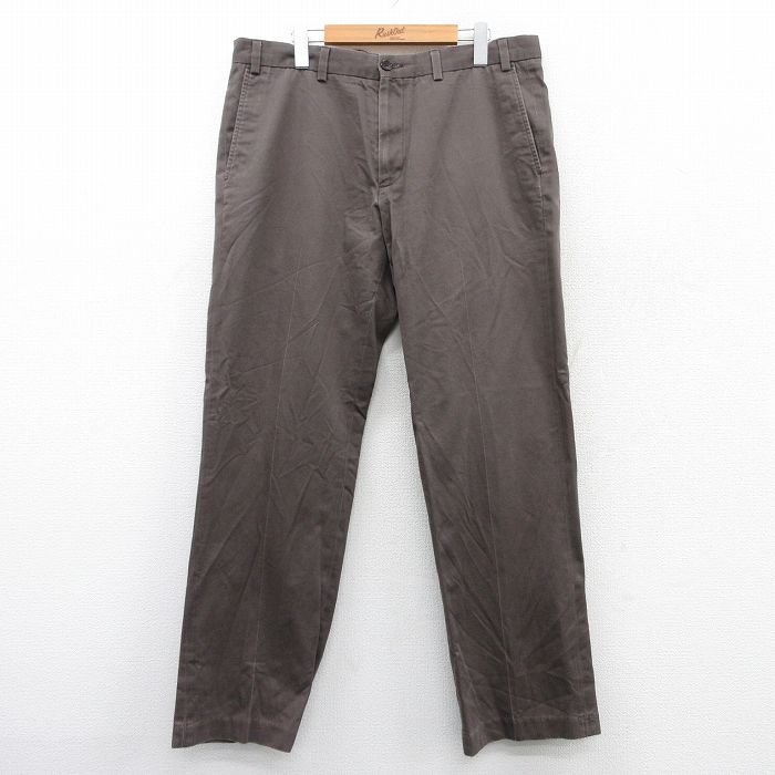 W36★古着 エディーバウアー パンツ メンズ コットン 濃茶 ブラウン 25apr12 中古 ボトムス ロング