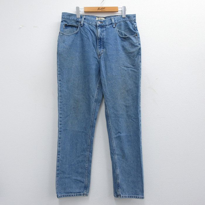 W35★古着 エルエルビーン LLBEAN ジーンズ メンズ 00年代 00s コットン 紺 ネイビー デニム 25apr14 中古 ボトムス ジーパン Gパン ロング パンツ