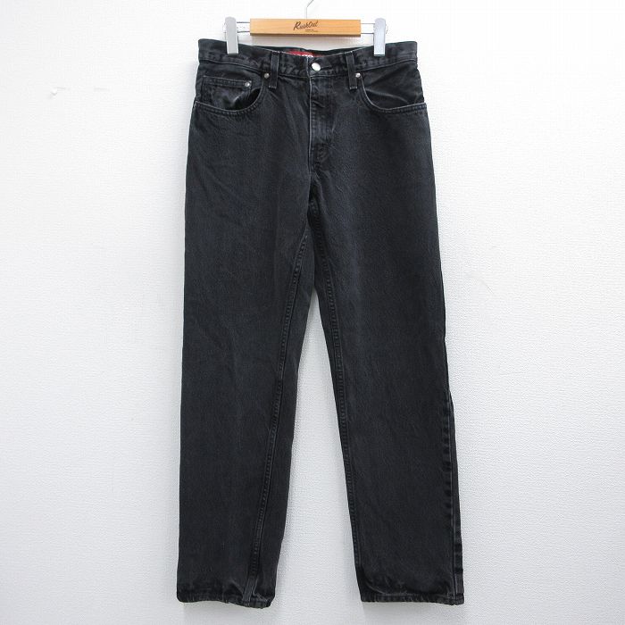 W31★古着 アリゾナジーンズ ジーンズ メンズ コットン 黒 ブラック デニム 25apr14 中古 ボトムス ジーパン Gパン ロング パンツ