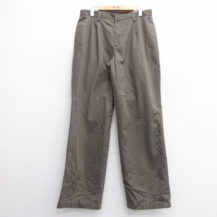 W33★古着 エディーバウアー パンツ メンズ コットン 茶系 ブラウン 25apr14 中古 ボトムス ロング