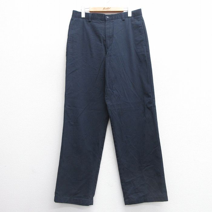 【50%OFF】W32★古着 IZOD パンツ メンズ コットン 紺 ネイビー 25apr14 中古 ボトムス ロング