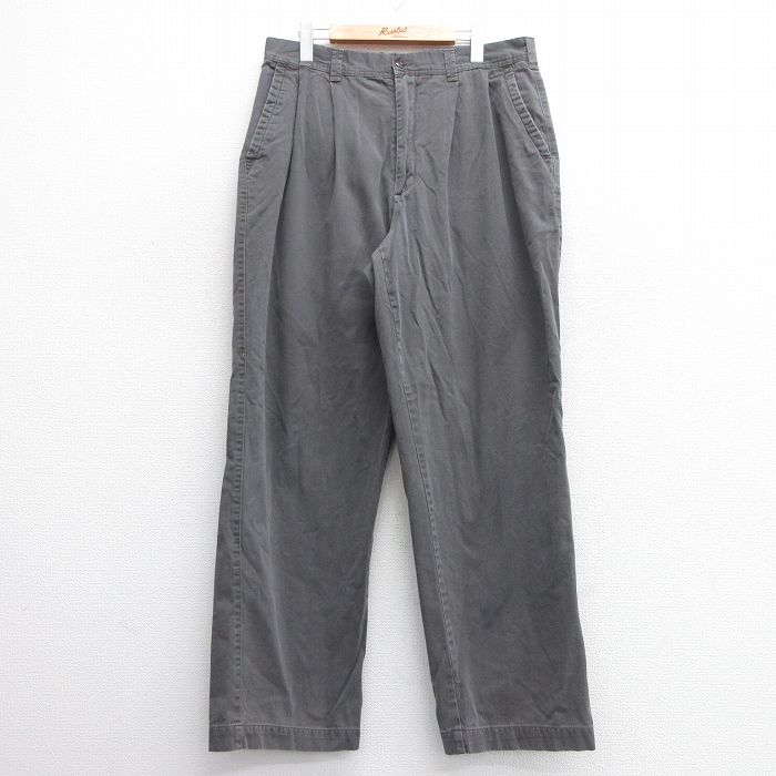 【20%OFF】W36★古着 ペリーエリス パンツ メンズ コットン グレー系 25apr14 中古 ボトムス ロング