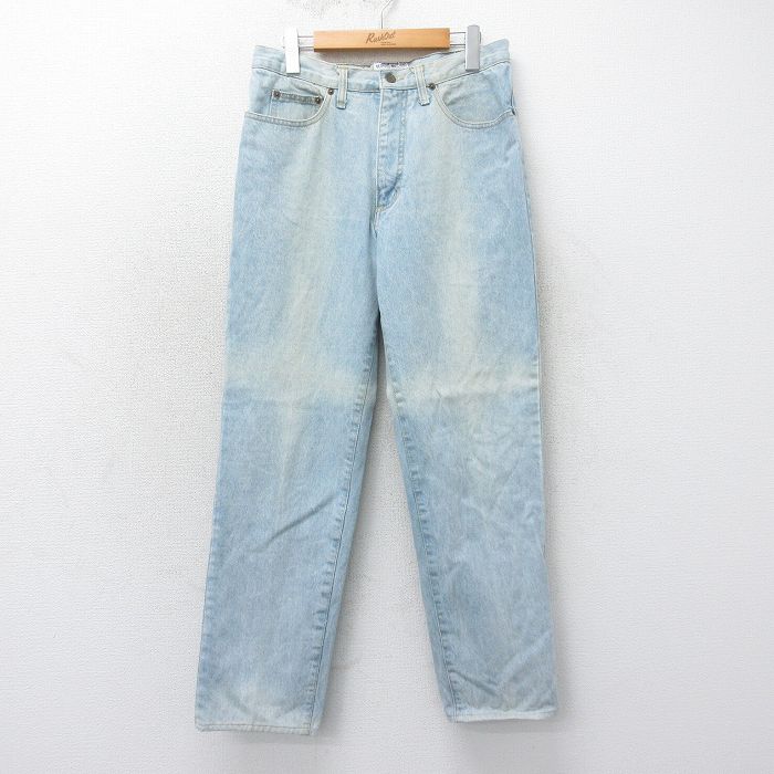 W32★古着 ゲス GUESS ジーンズ メンズ 90年代 90s コットン USA製 薄紺 ネイビー デニム 25apr14 中古 ボトムス ジーパン Gパン ロング パンツ
