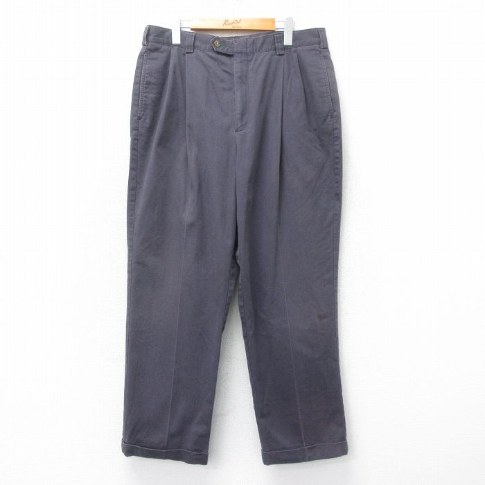 W36★古着 トミーヒルフィガー TOMMY HILFIGER ブランド パンツ メンズ コットン 紺 ネイビー 25apr14 中古 ボトムス ロング