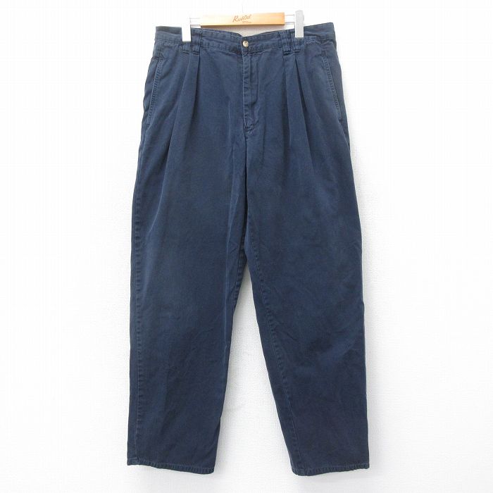 【50%OFF】W36★古着 MERONA パンツ メンズ コットン 紺 ネイビー 25apr14 中古 ボトムス ロング