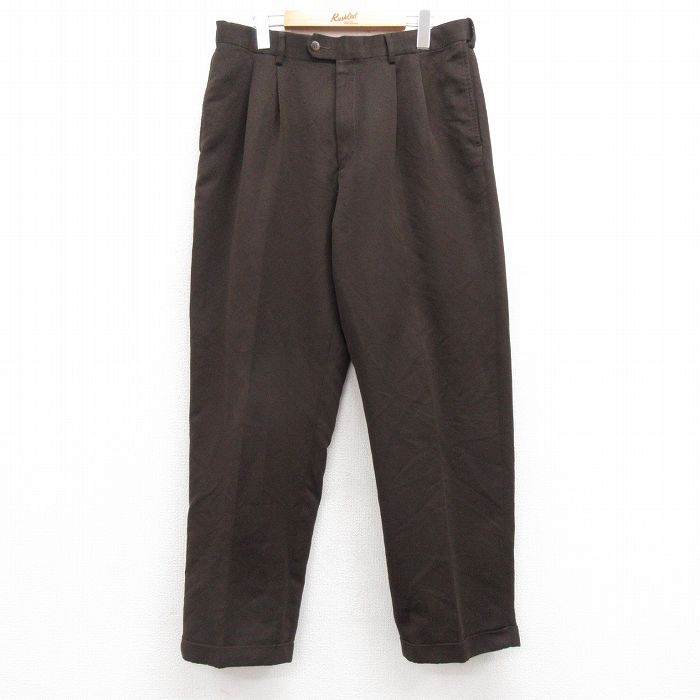 【20%OFF】W35★古着 スラックス パンツ メンズ こげ茶 ブラウン 25apr15 中古 ボトムス ロング