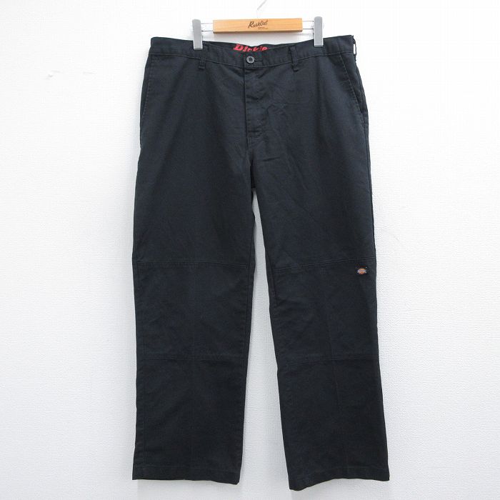 W36★古着 ディッキーズ Dickies ワーク パンツ メンズ 黒 ブラック 25apr15 中古 ボトムス ロング