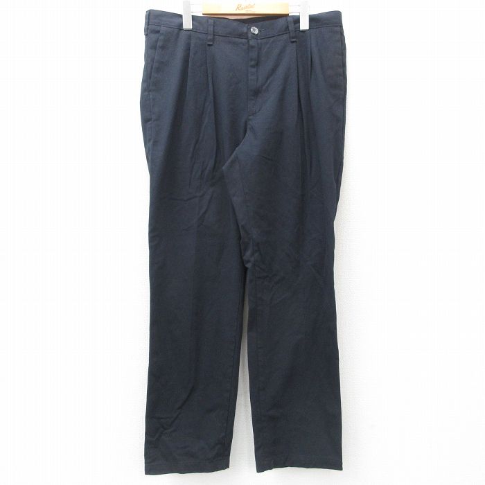 W35★古着 リー Lee パンツ メンズ コットン 黒 ブラック 25apr16 中古 ボトムス ロング