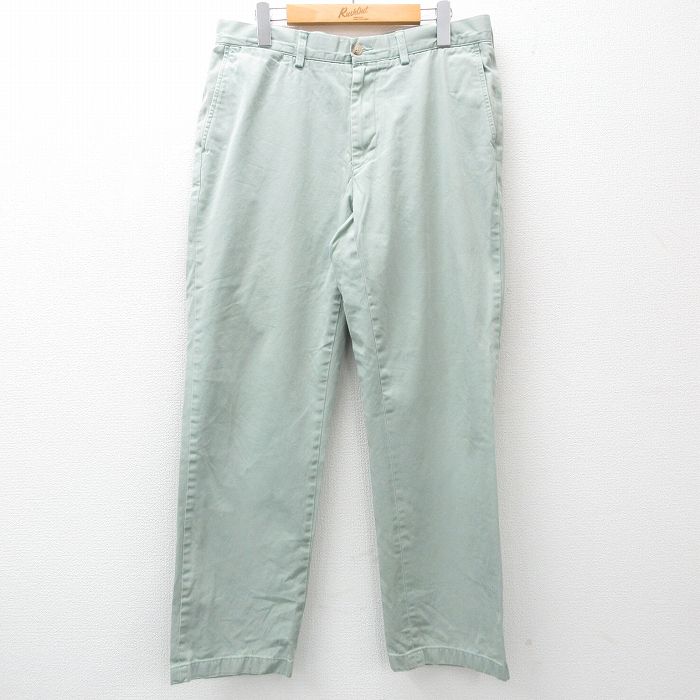 W33★古着 ラルフローレン Ralph Lauren ブランド パンツ メンズ 90年代 90s コットン 薄緑系 グリーン 25apr16 中古 ボトムス ロング