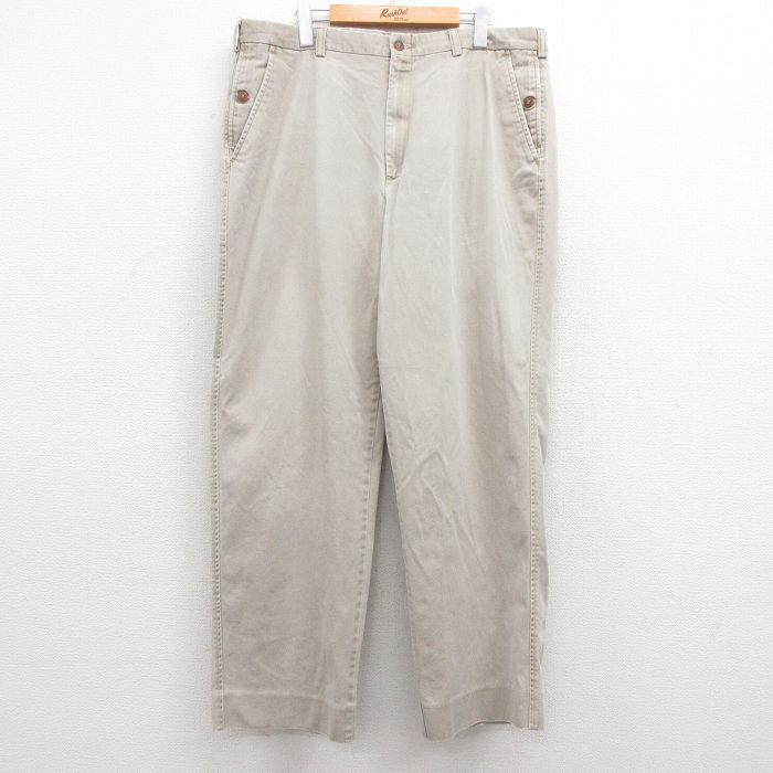 W37★古着 オービス ORVIS パンツ メンズ 90年代 90s コットン ベージュ カーキ 25apr16 中古 ボトムス ロング