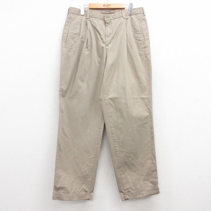 W34★古着 チノ パンツ チノパン メンズ コットン ベージュ カーキ 25apr16 中古 ボトムス ロング