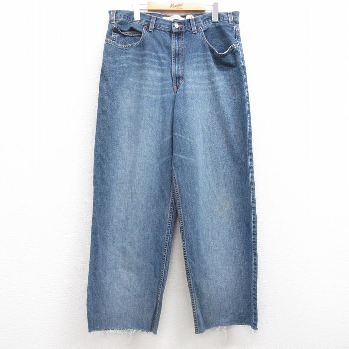 W36★古着 ギャップ GAP ジーンズ メンズ 90年代 90s ヒゲ コットン USA製 紺 ネイビー デニム 【spe】 25apr16 中古 ボトムス ジーパン Gパン ロング パンツ