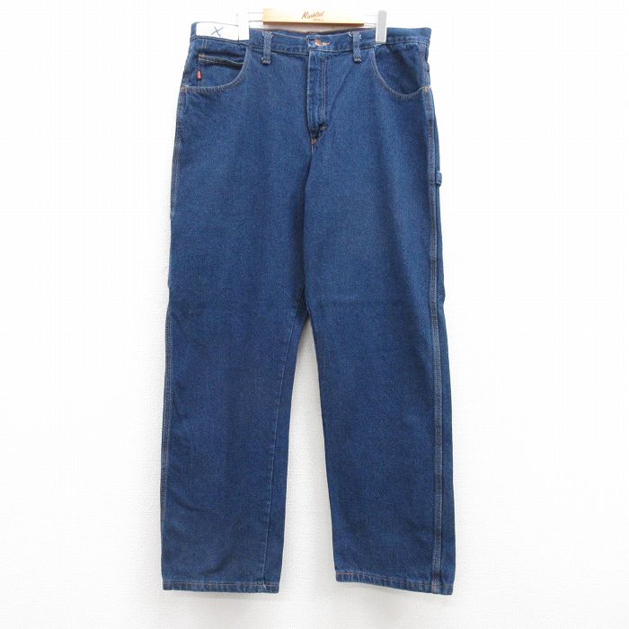 W38★古着 レッドキャップ ペインター パンツ メンズ コットン 濃紺 ネイビー デニム 25apr16 中古 ボトムス ロング
