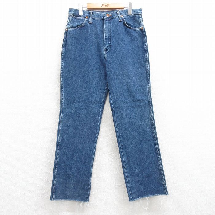 【50%OFF】W31★古着 ラングラー Wrangler ジーンズ メンズ コットン 紺 ネイビー デニム 25apr16 中古 ボトムス ジーパン Gパン ロング パンツ