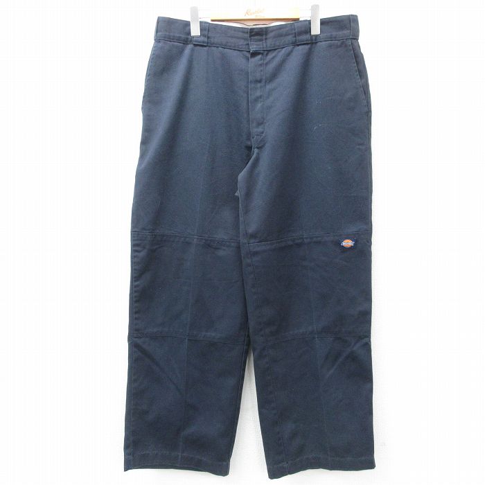 W37★古着 ディッキーズ Dickies ワーク パンツ メンズ 濃紺 ネイビー 25apr16 中古 ボトムス ロング