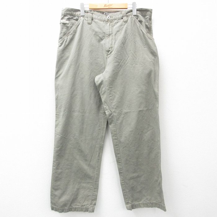 W38★古着 コロンビア COLUMBIA ペインター パンツ メンズ 00年代 00s ダック地 コットン 薄緑 グリーン 25apr16 中古 ボトムス ロング