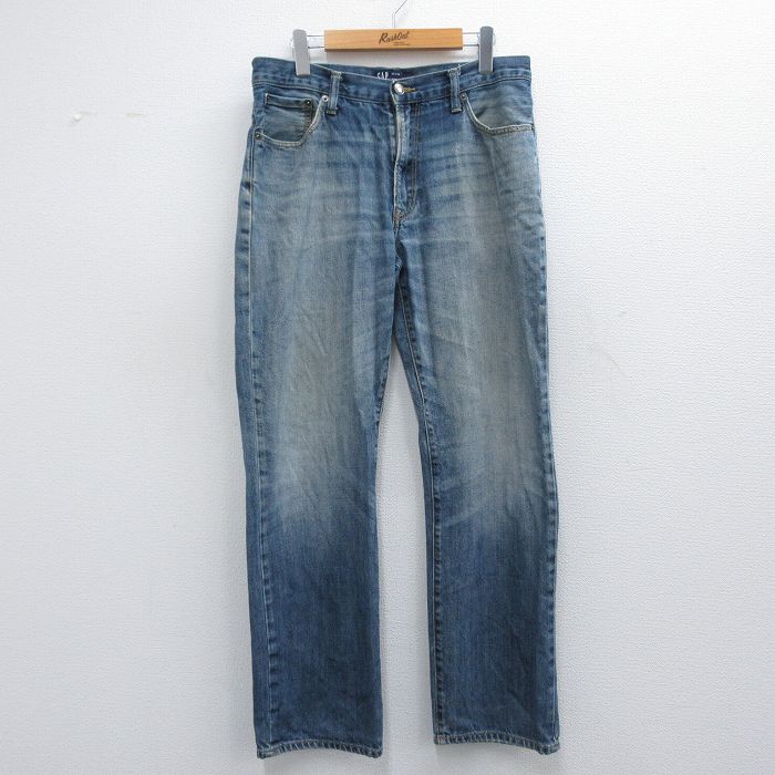 W31★古着 ギャップ GAP ジーンズ メンズ ヒゲ 紺 ネイビー デニム 25apr17 中古 ボトムス ジーパン Gパン ロング パンツ