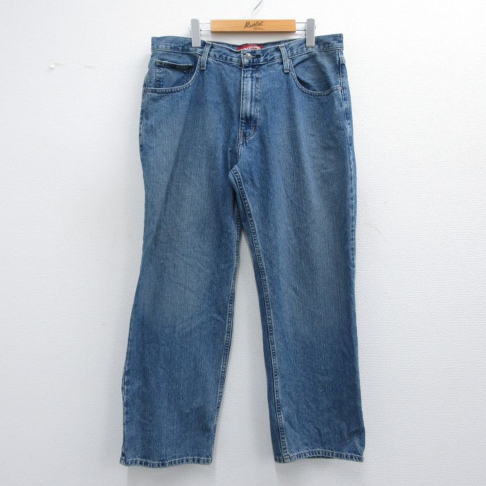 W35★古着 アリゾナジーンズ ジーンズ メンズ コットン 紺 ネイビー デニム 25apr17 中古 ボトムス ジーパン Gパン ロング パンツ