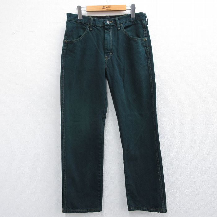 W31★古着 ラスラー ジーンズ メンズ 緑 グリーン デニム 25apr17 中古 ボトムス ジーパン Gパン ロング パンツ