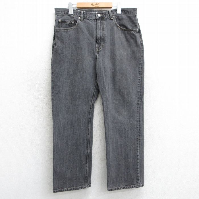 【50%OFF】W37★古着 STRUCTURE ジーンズ メンズ コットン 黒 ブラック デニム 25apr17 中古 ボトムス ジーパン Gパン ロング パンツ