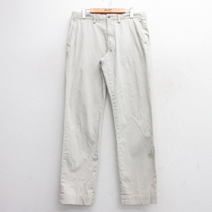 W34★古着 ラルフローレン Ralph Lauren ブランド パンツ メンズ ワンポイントロゴ 薄ベージュ カーキ 25apr18 中古 ボトムス ロング