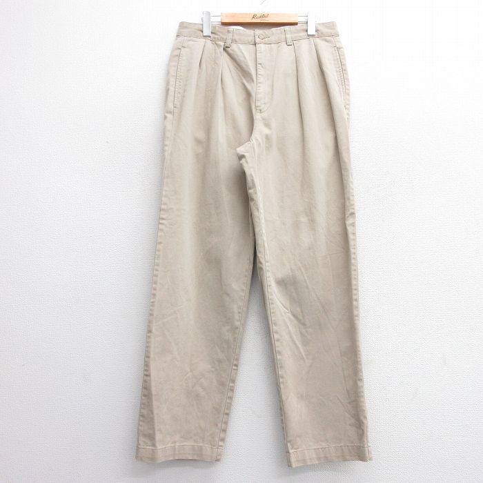 W33★古着 ラルフローレン Ralph Lauren ブランド チノ パンツ チノパン メンズ コットン ベージュ カーキ 【spe】 25apr18 中古 ボトムス ロング