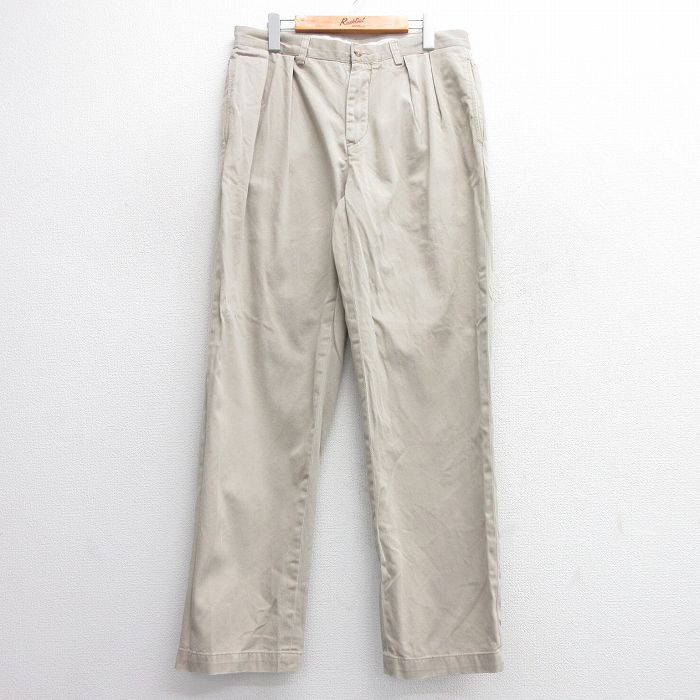 【20%OFF】W34★古着 ラルフローレン Ralph Lauren ブランド チノ パンツ チノパン メンズ 90年代 90s コットン 薄ベージュ カーキ 25apr18 中古 ボトムス ロング