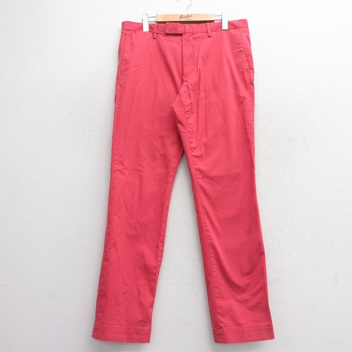 W34★古着 ラルフローレン Ralph Lauren ブランド パンツ メンズ 赤系 レッド 25apr18 中古 ボトムス ロング