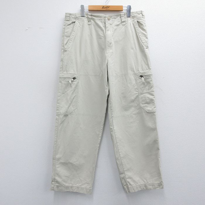 W40★古着 オールドネイビー OLD NAVY カーゴ パンツ メンズ 00年代 00s ダック地 コットン 薄ベージュ カーキ 25apr18 中古 ボトムス ロング
