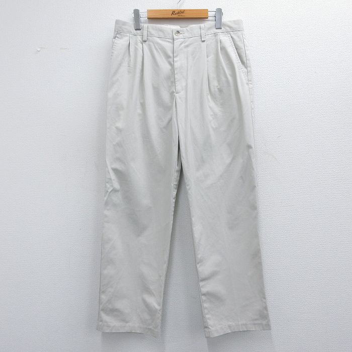 W36★古着 ドッカーズ チノ パンツ チノパン メンズ ワンポイントロゴ 薄ベージュ カーキ 25apr18 中古 ボトムス ロング