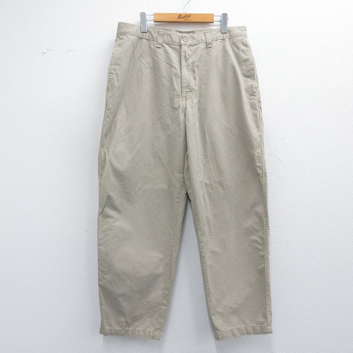 W36★古着 ラングラー Wrangler パンツ メンズ コットン ベージュ カーキ 25apr18 中古 ボトムス ロング