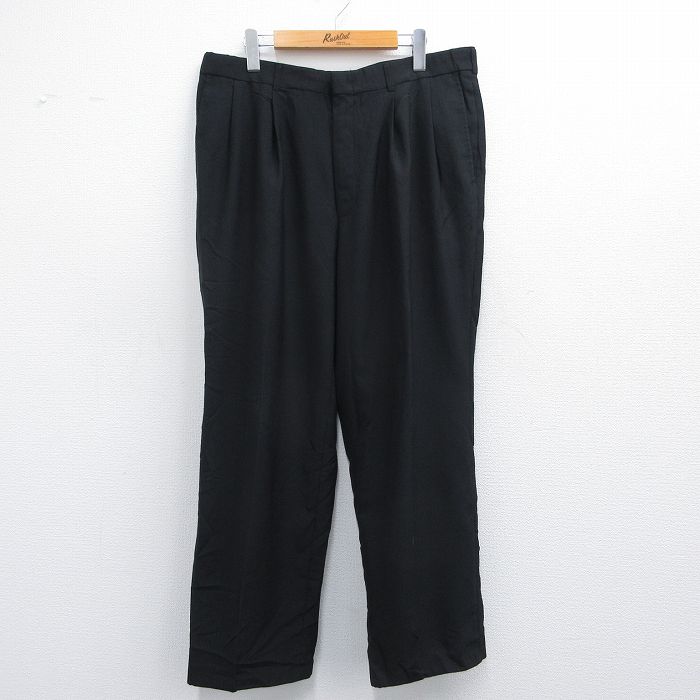 W37★古着 タウンクラフト スラックス パンツ メンズ 90年代 90s USA製 黒 ブラック 25apr18 中古 ボトムス ロング