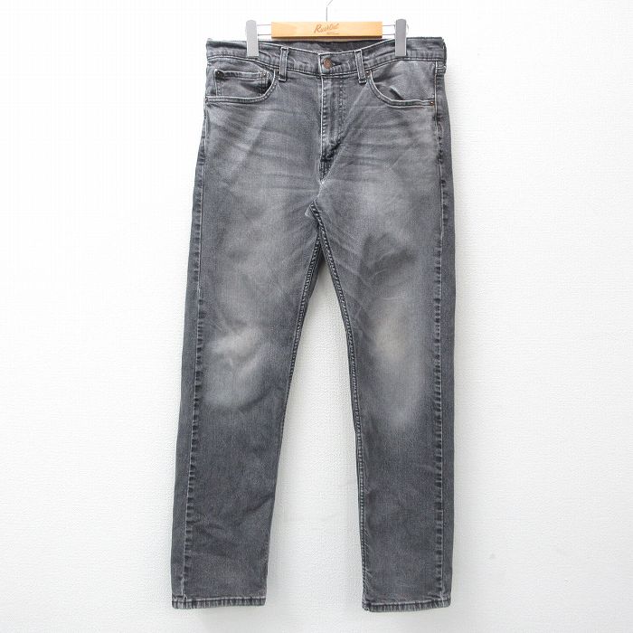 W35★古着 リーバイス Levis 505 ジーンズ メンズ ヒゲ 黒 ブラック デニム 【spe】 25apr18 中古 ボトムス ジーパン Gパン ロング パンツ