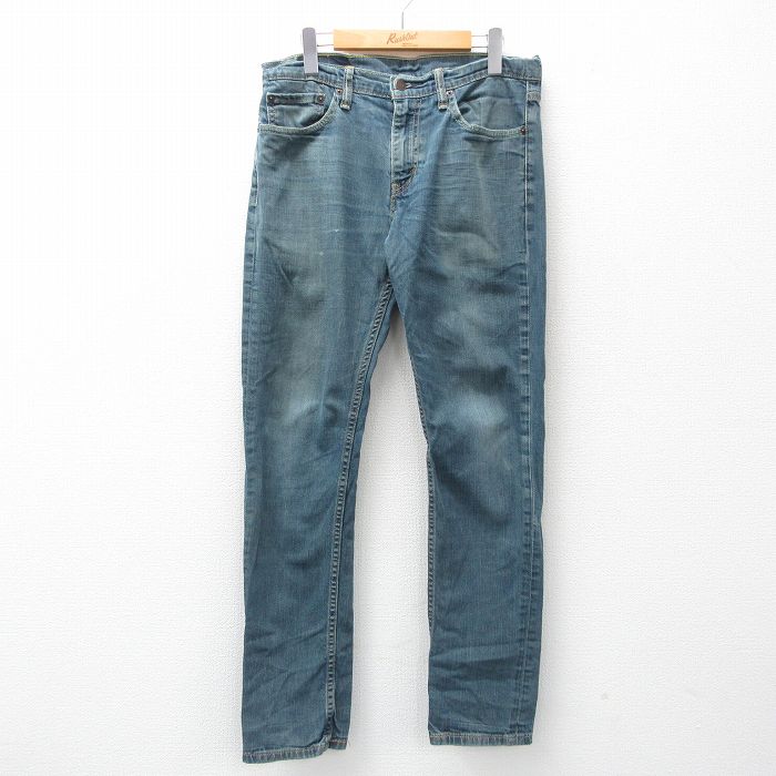W33★古着 リーバイス Levis 511 ジーンズ メンズ ヒゲ 紺 ネイビー デニム 25apr18 中古 ボトムス ジーパン Gパン ロング パンツ