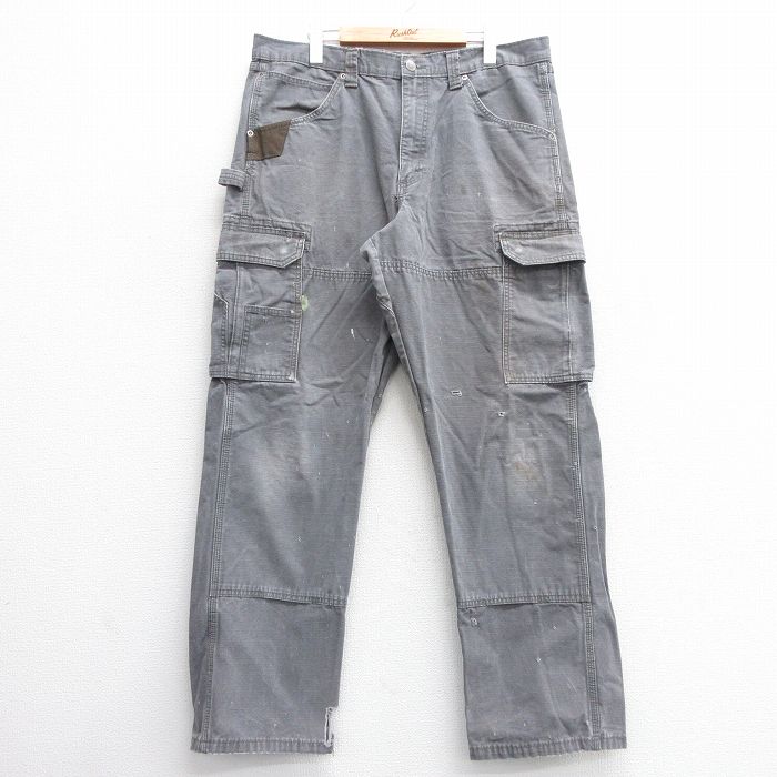 【50%OFF】W38★古着 ラングラー Wrangler ペインター パンツ メンズ リップストップ コットン グレー 25apr18 中古 ボトムス ロング
