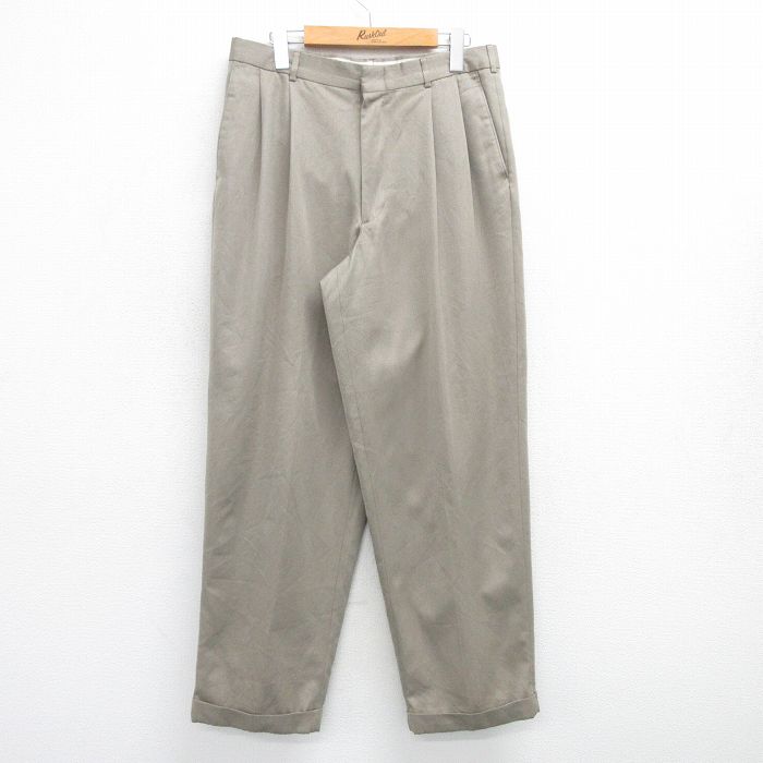 【20%OFF】W32★古着 ペリーエリス スラックス パンツ メンズ 90年代 90s ベージュ系 カーキ 25apr18 中古 ボトムス ロング